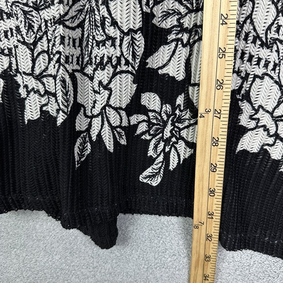 Maggie Barnes Cardigan Women 3X Black White Floral Open Front Duster Classic NEW - Picture 6 of 7